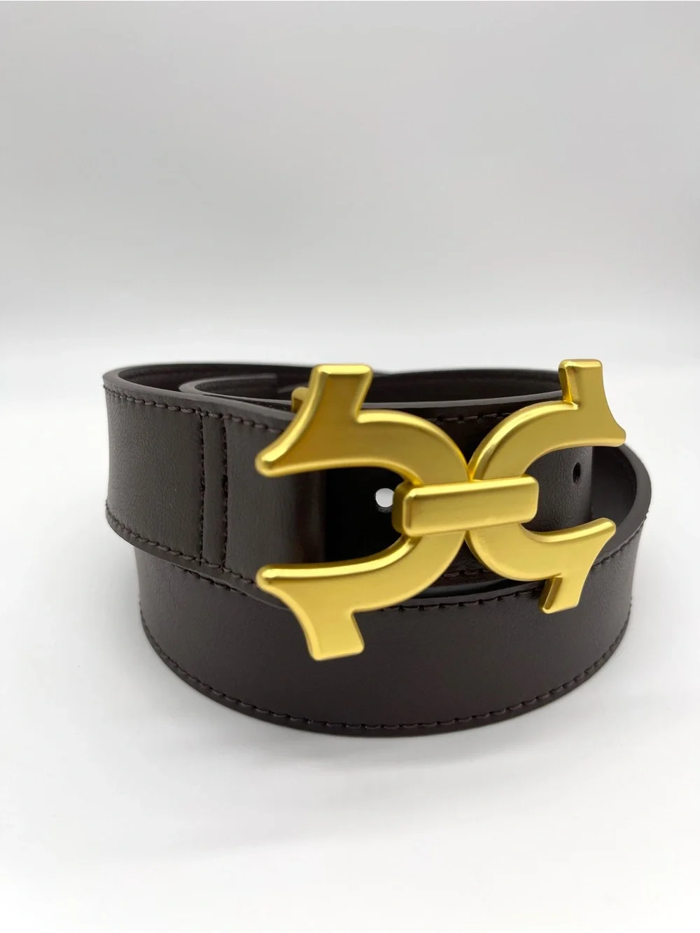 True Religion Double Horseshoe Belt Brown Gold Size 34 Brand New NWT Y2K